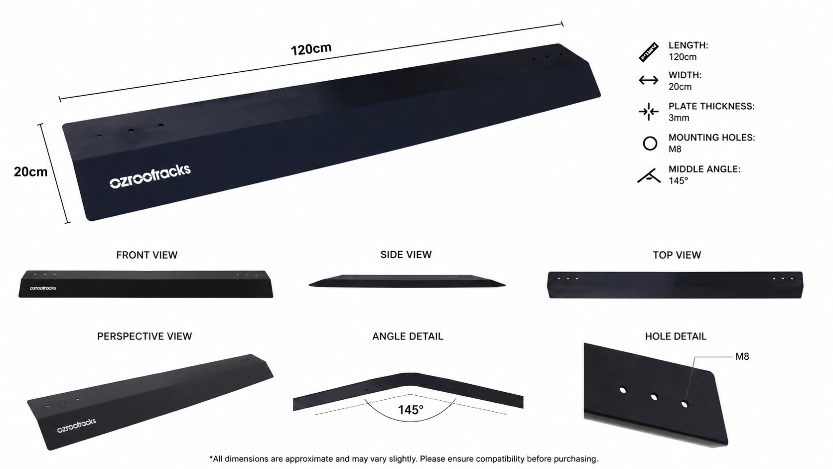 OZ121 Aluminium Wind Deflector 120cm